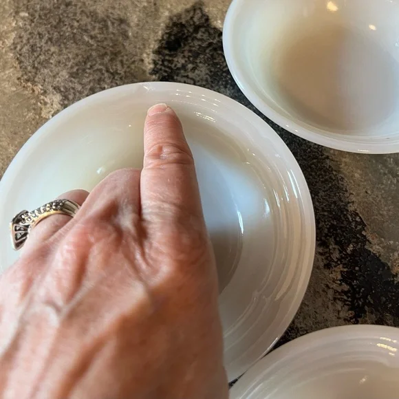 Vintage Fire King Milk Glass White Custard Dessert Bowls Cups Anchor Hocking USA - Picture 5 of 15